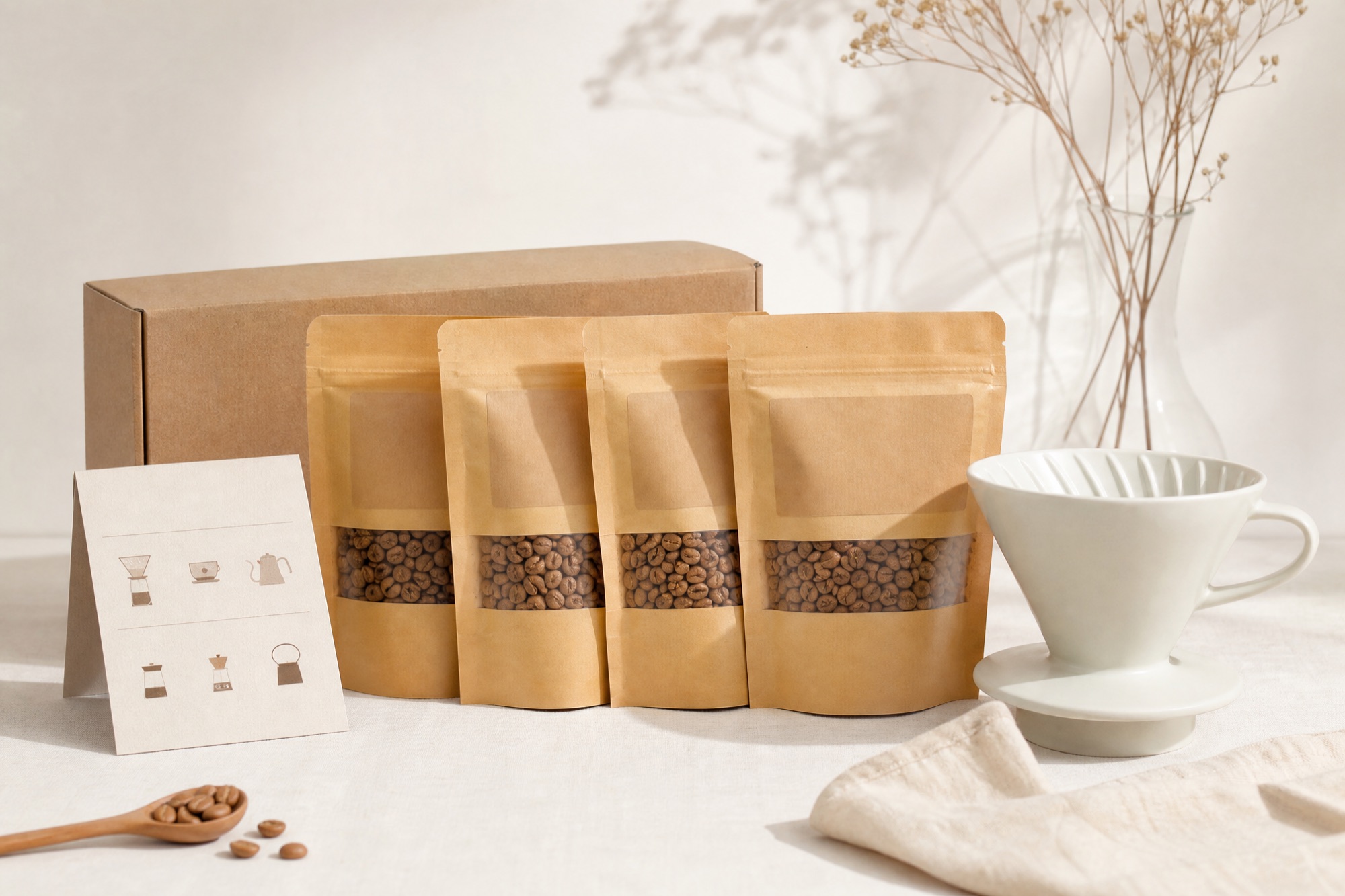 Pour-Over Discovery Set — 4 × 80g light-to-medium single origins + a brew parameter card